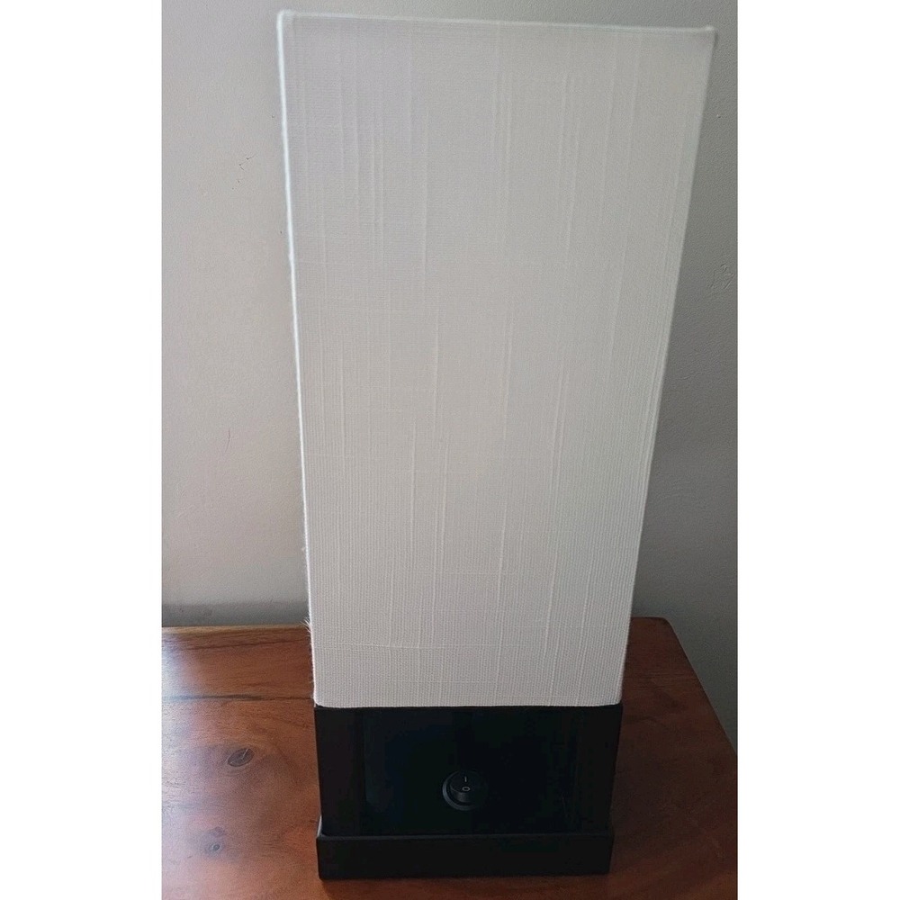 LED Table Lamp Black Fabric Shade USB Charging Port 5V 1A‎ Modern Desk Lamp